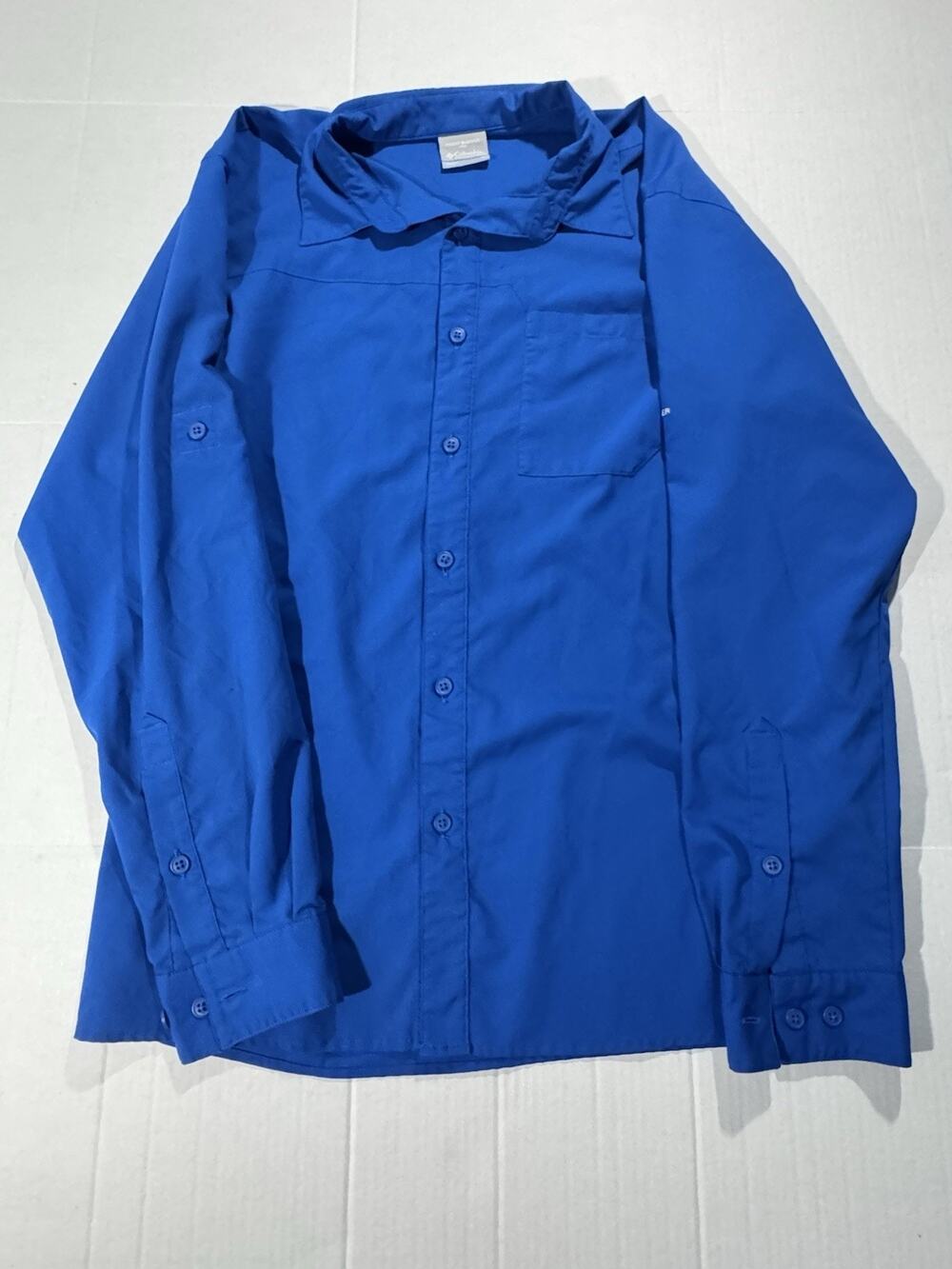 Columbia Insect Blocker Fishing Shirt, Blue Button-Front Long Sleeve Men's M
